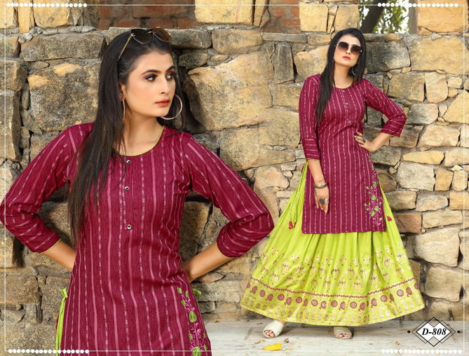 Beauty Qurrn  Heavy Ethnic Wear Rayon Printed Kurti With Skirt Collection